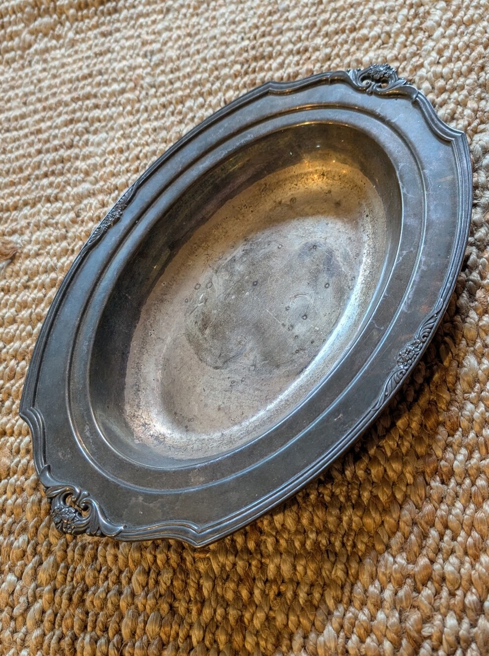 Elegant Silver Tray W/ Silver Cream Polish